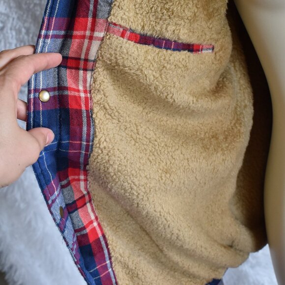 AFS Jeep Plaid Lined Shacket - Red Blue and Tan - Size XL - Picture 4 of 6